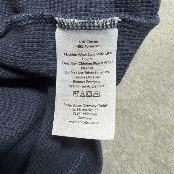 Eddie Bauer Shirt Men’s XL Blue Thermal Henley - Picture 6 of 7